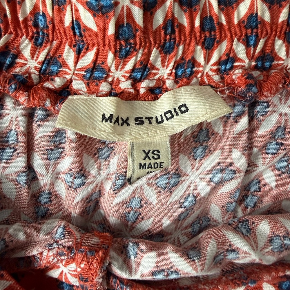 Max Studio Red and White Patterned Tiered Maxi Skirt - Picture 3 of 4